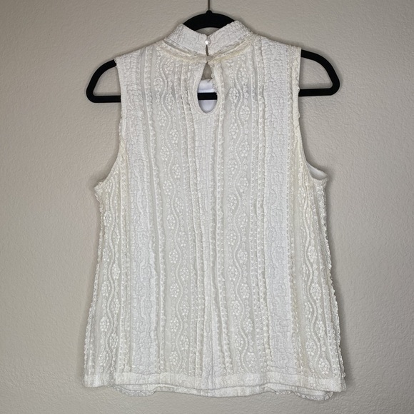 Nanette Lepore lace tank mock turtleneck button back large - Picture 4 of 5